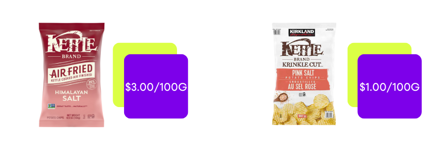 Kettle Brand Himalayan Salt potato chips and Kirkland Signature Himalayan Salt potato chips