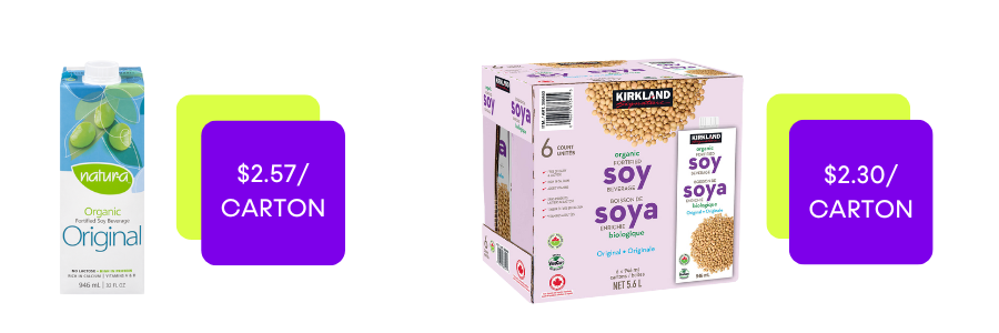 Natur-a soy and Kirkland Signature soy
