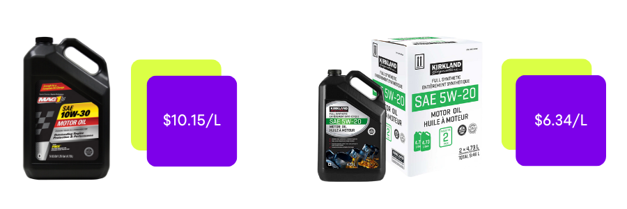 Mag1 motor oil and Kirkland Signature motor oil