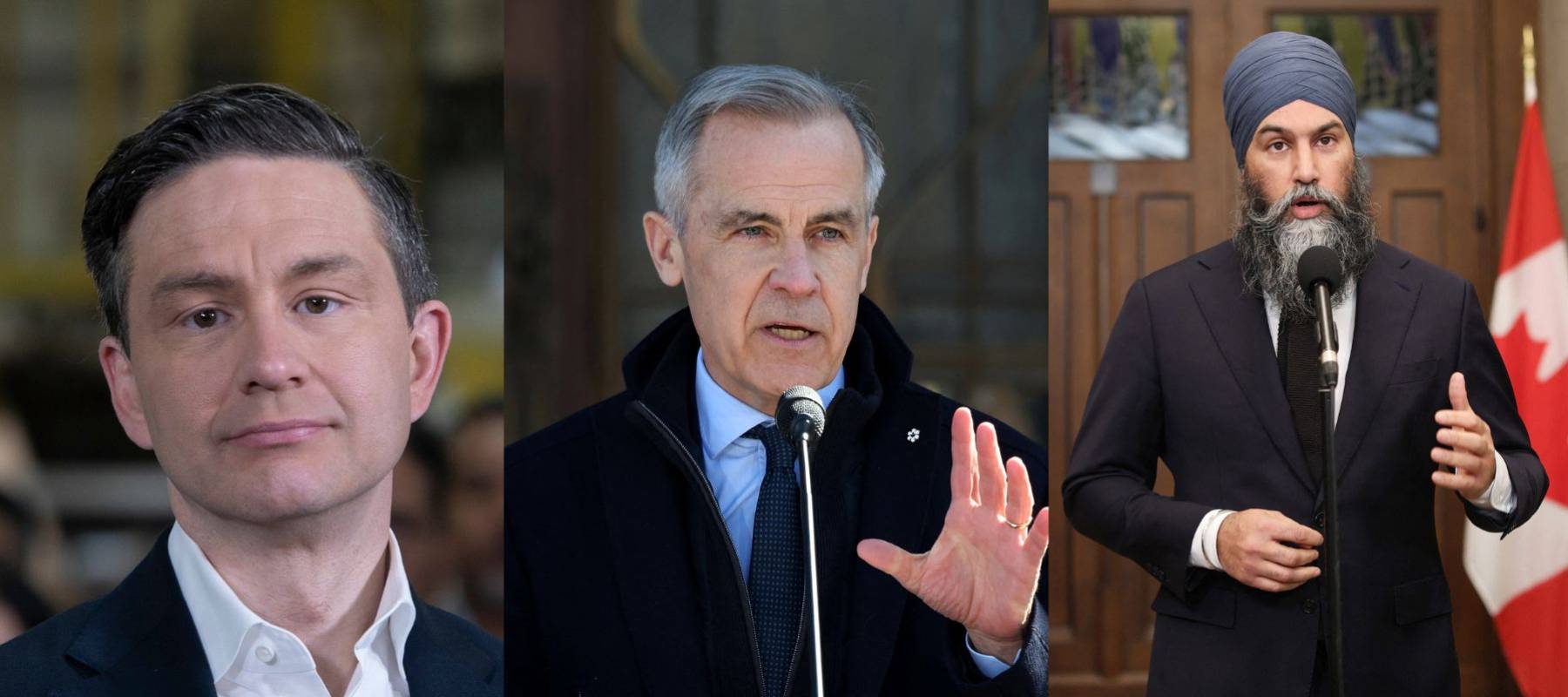 Pierre Pollievre, Mark Carney, Jagmeet Singh