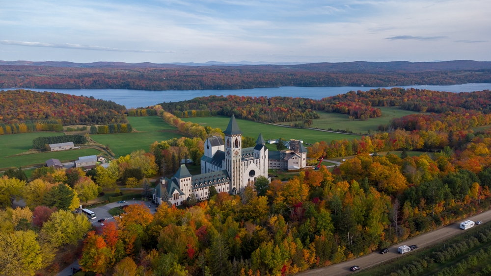 Abbey de Saint-Benoit-du-Lac next to Magog, Memphermagog lake, Quebec Canada