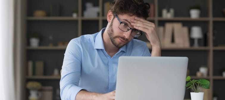Male student looking stressed