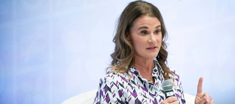Melinda French Gates speaks onstage at an event in the spring.