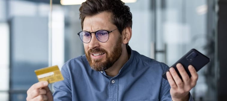 Man holding credit card