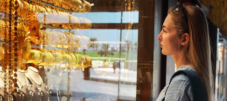 Woman on gold market in Sharjah City