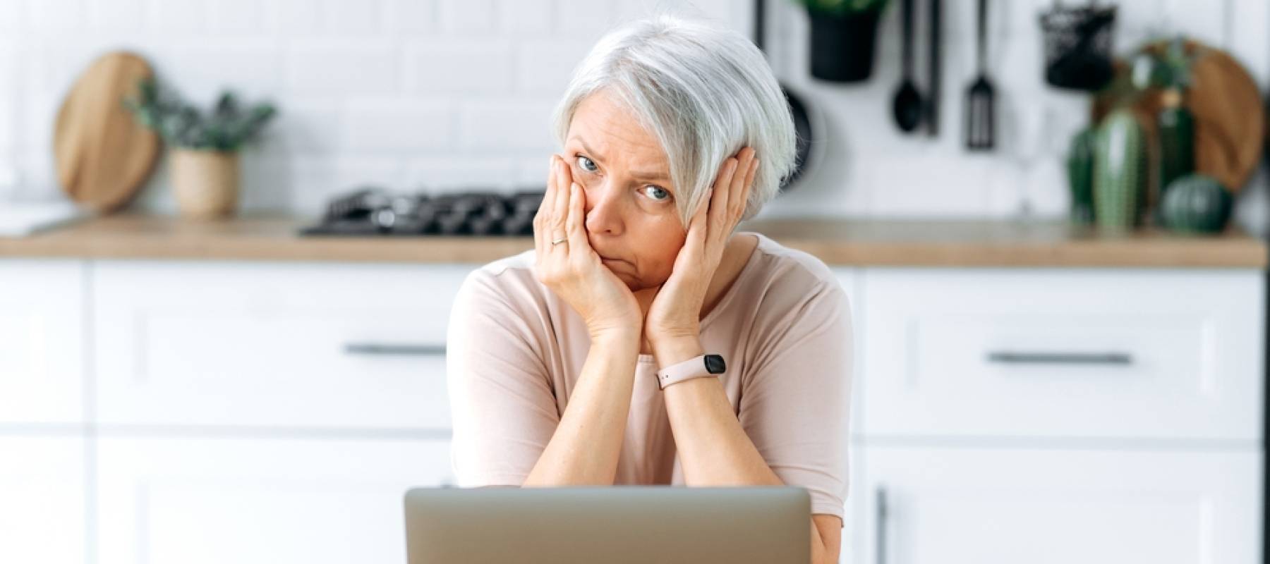 Mature retired woman looking confused