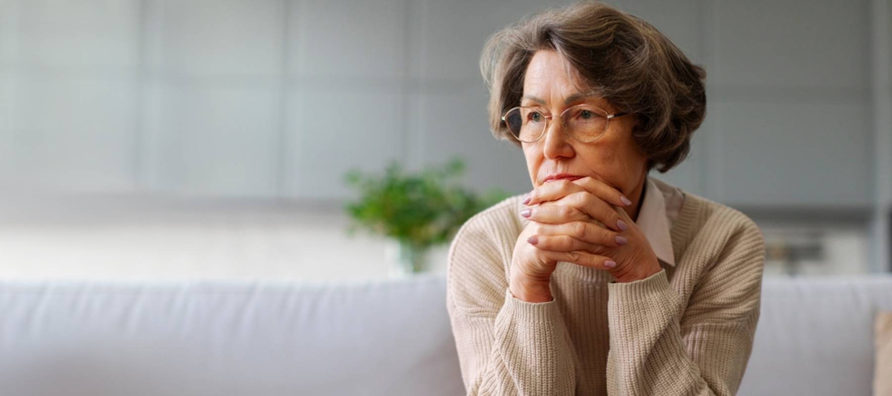 Elder lady looking pensive