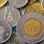 close up of Canadian coins