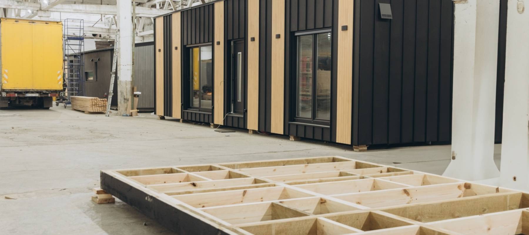 Modular home being built