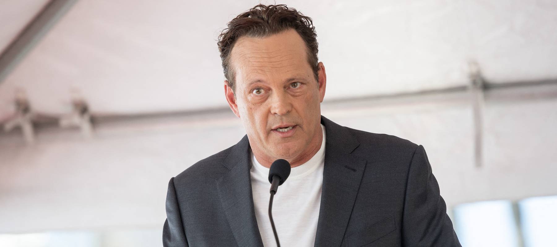 US actor Vince Vaughn speaks during the ceremony honoring him with a Star on the Hollywood Walk of Fame
