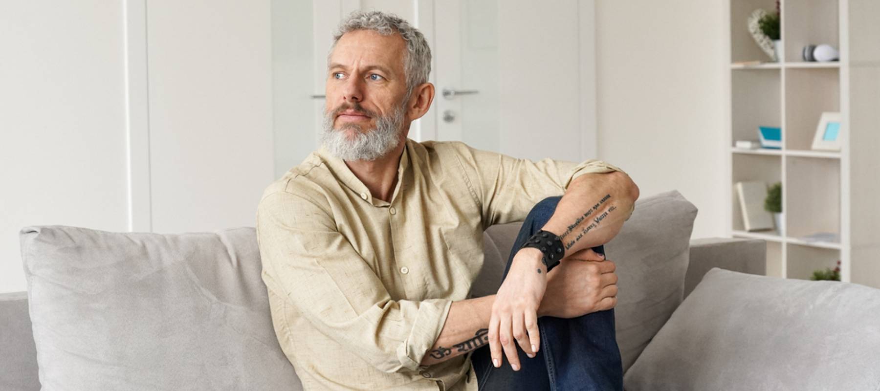Older man looking pensive