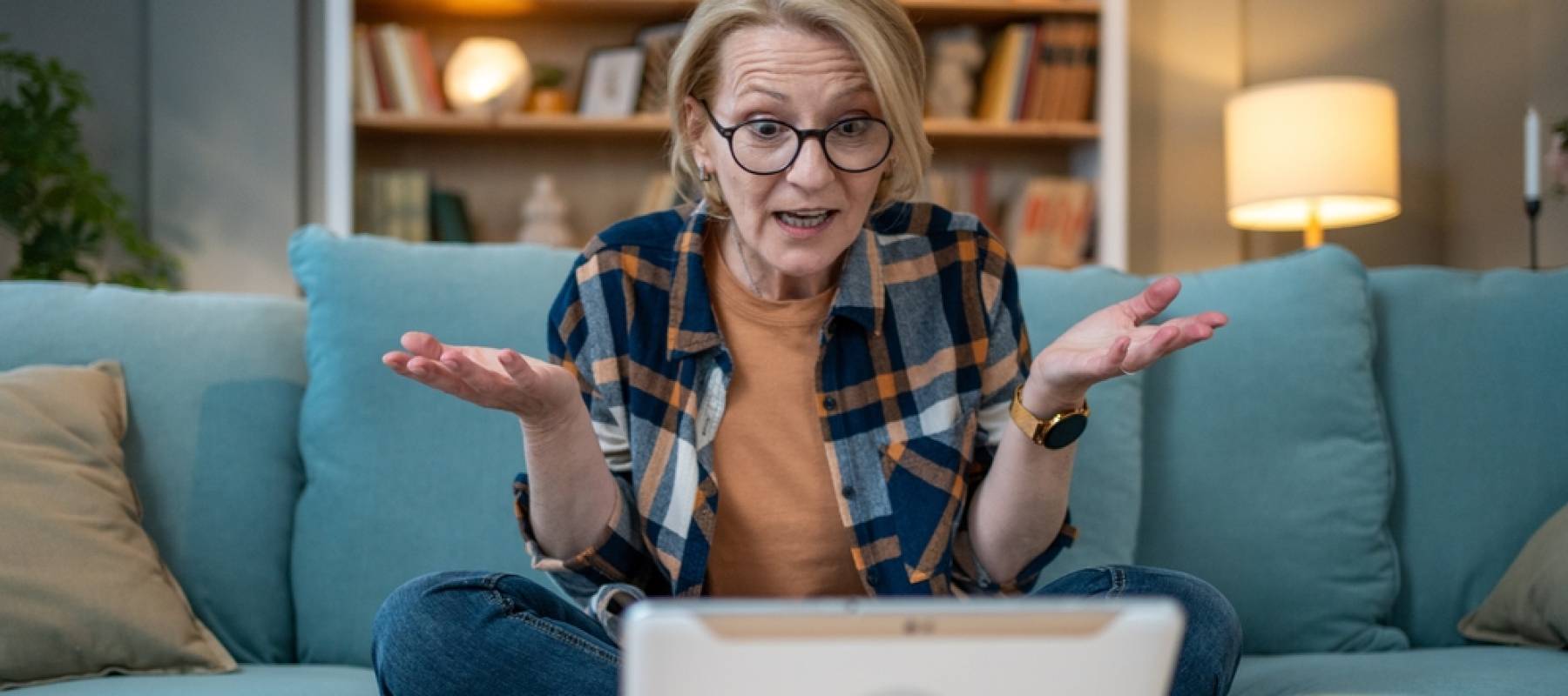 Senior woman looking confused