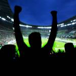 Soccer fans cheering