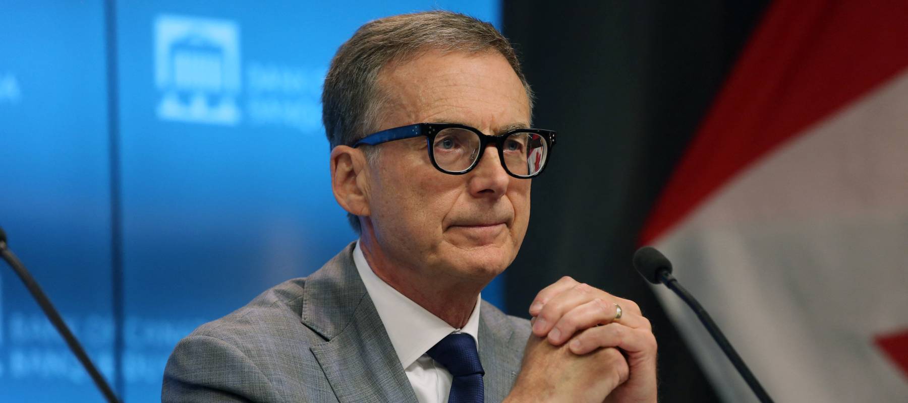 Tiff Macklem, Governor of the Bank of Canada, speaks during a news conference after announcing the Monetary Policy Report, at the Bank of Canada in Ottawa, Ontario, Canada, on July 12, 2023.