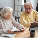 Older couple looking stressed