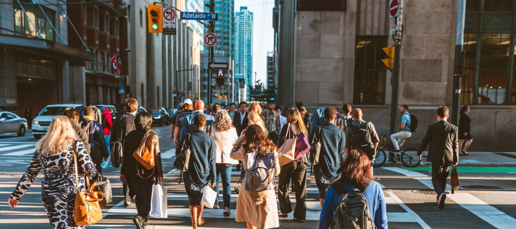 People crossing the street in Toronto