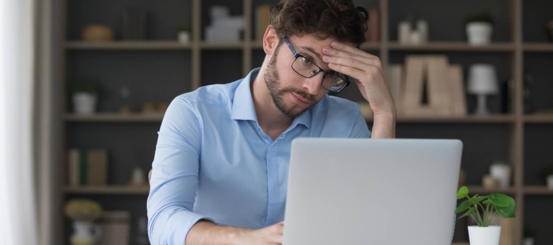 Male student looking stressed