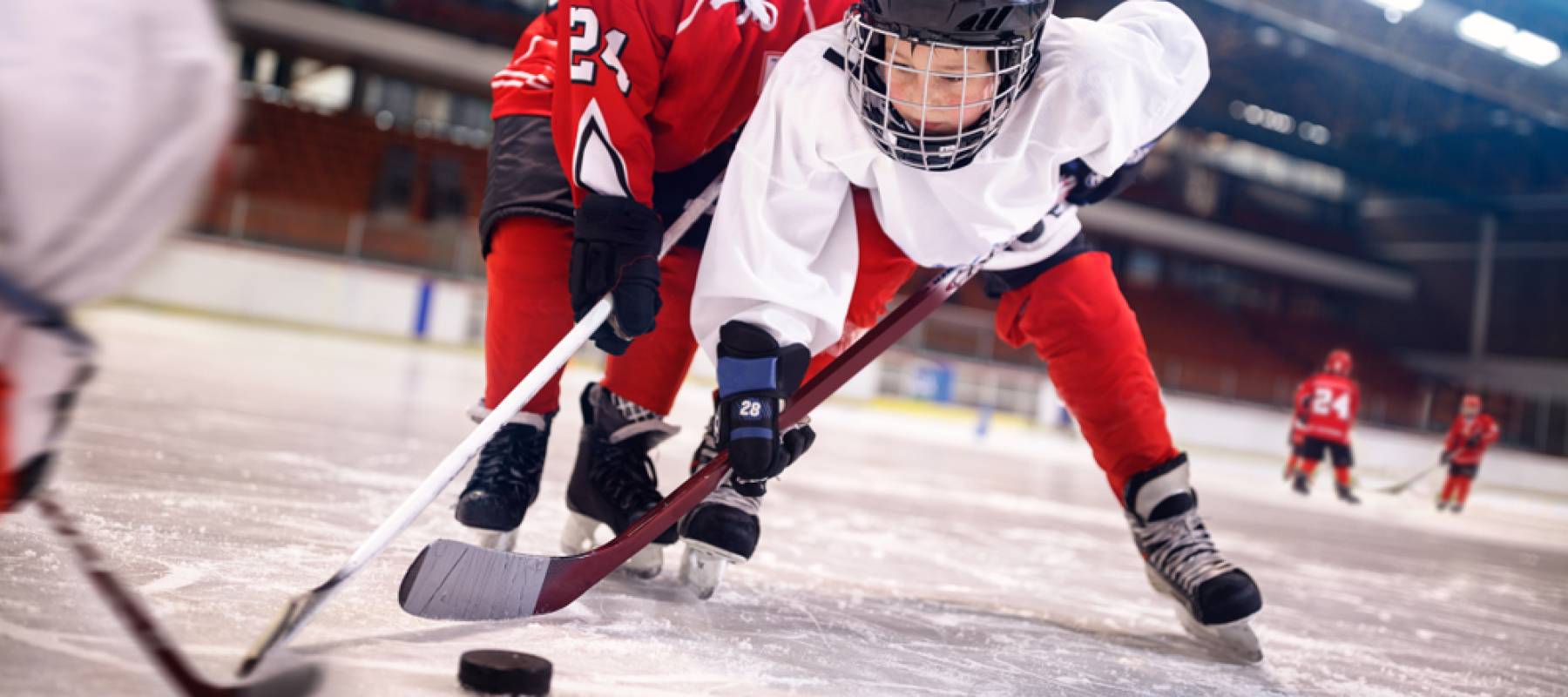 Kids playing hockey