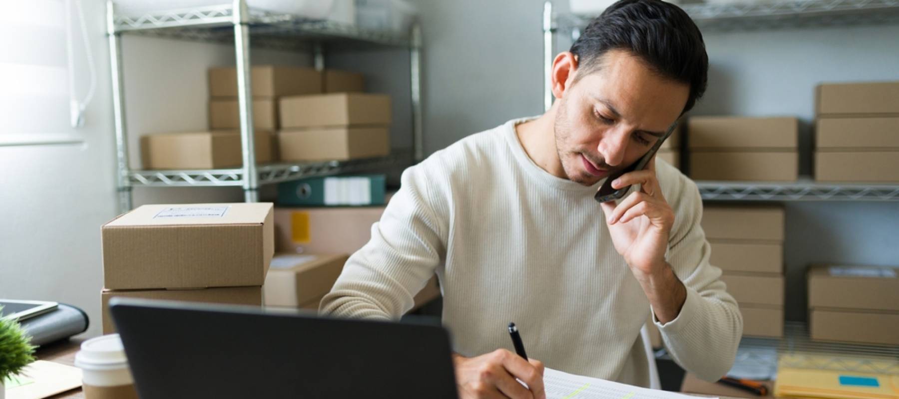 Small business owner doing taxes