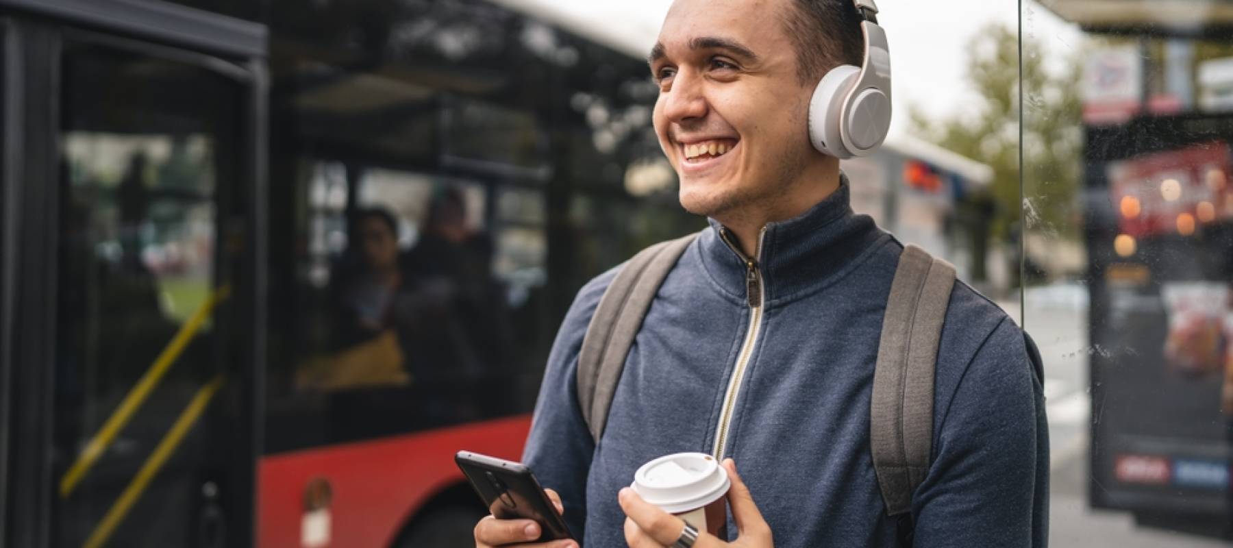 Commuter taking a bus