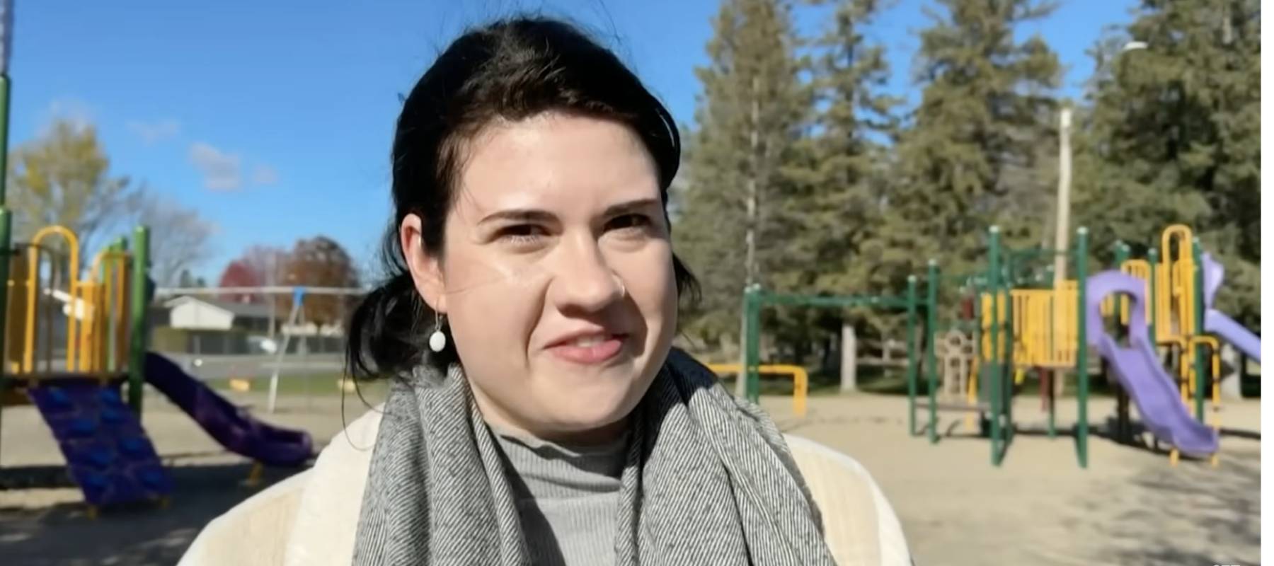 Woman being interviewed