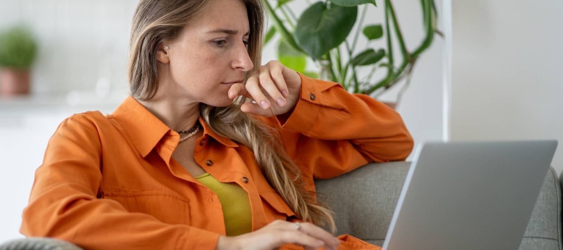 Woman researching on the computer