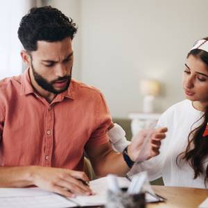 Couple discussing finances