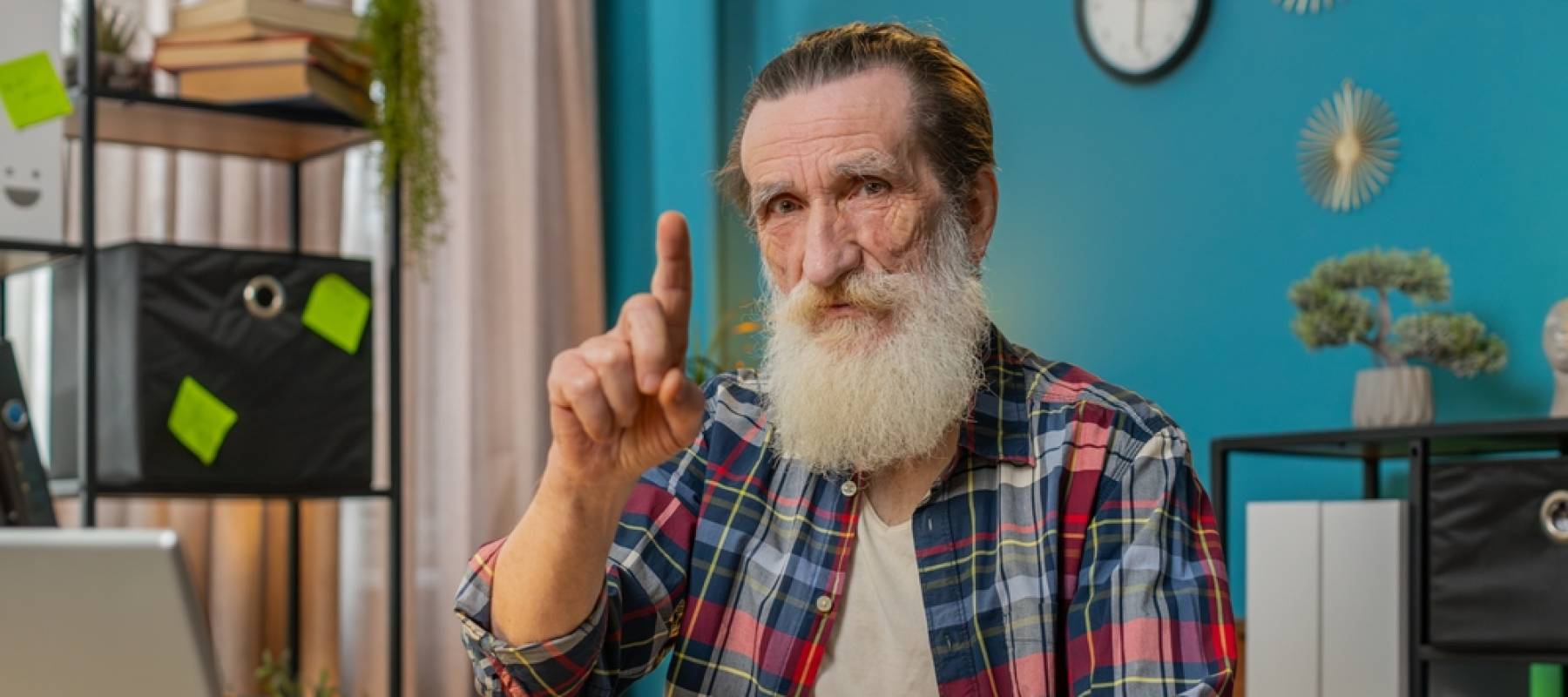 Retired man with long hair