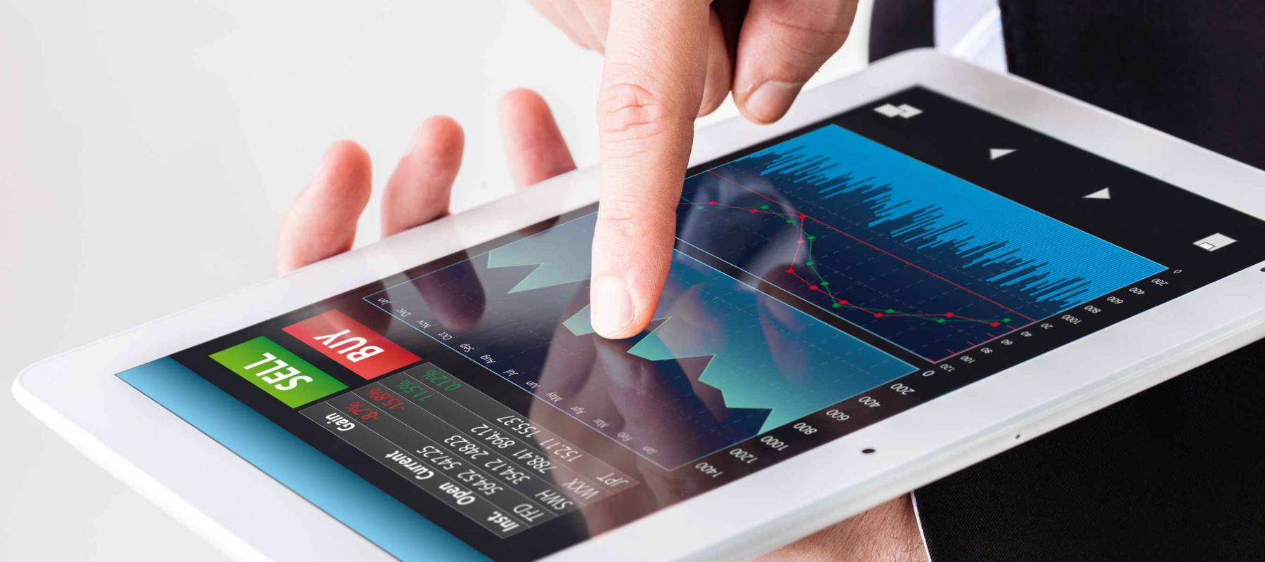 Stock market crash shown on iPad