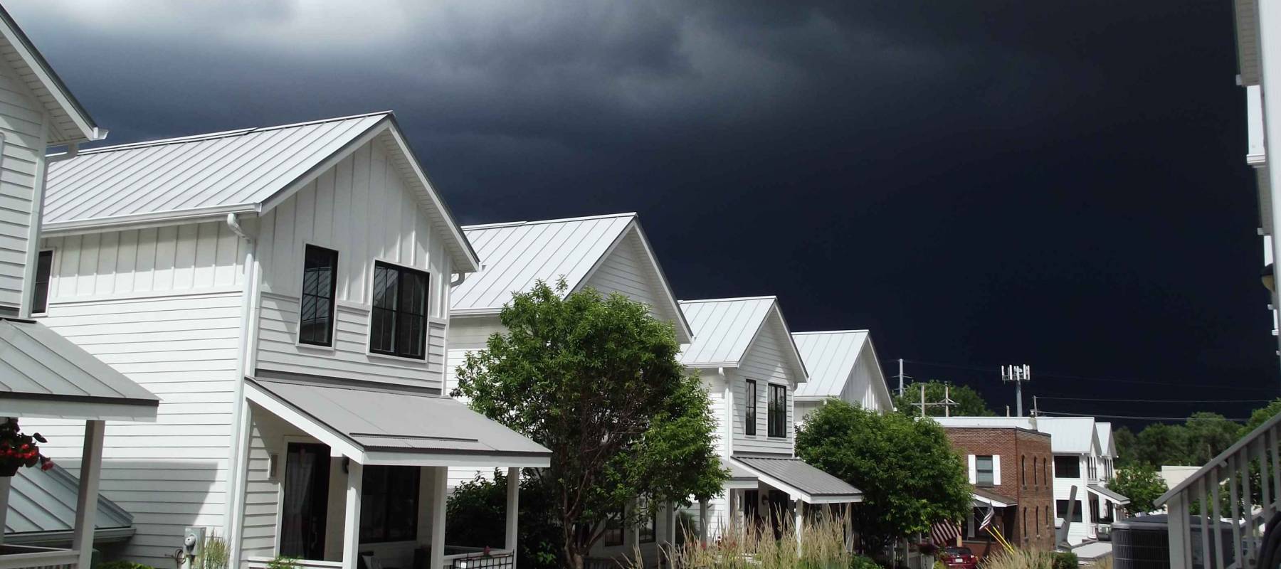 White Row Houses and Stormy Weather