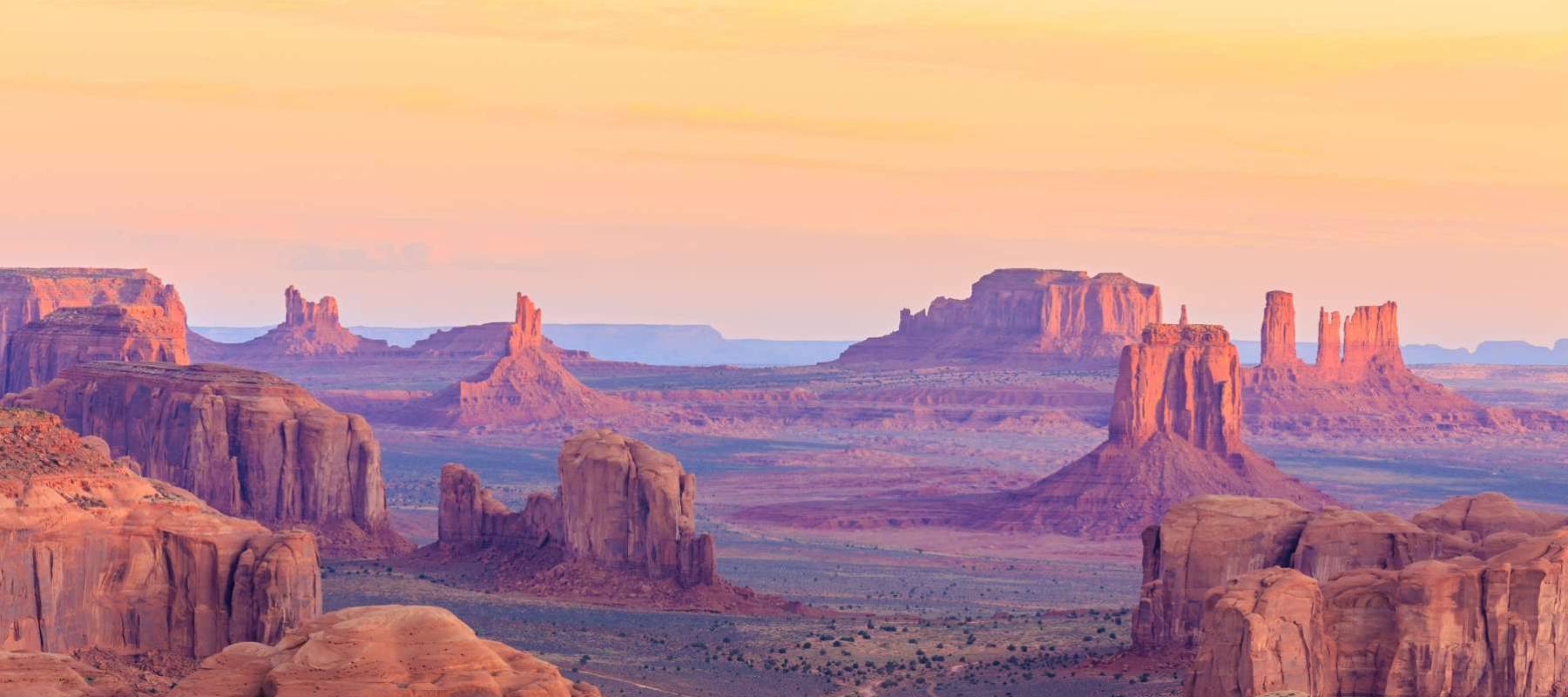 Sunrise in Hunts Mesa navajo tribal majesty place near Monument Valley, Arizona, USA