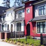 Brand new upscale townhomes in a Canadian neighbourhood.