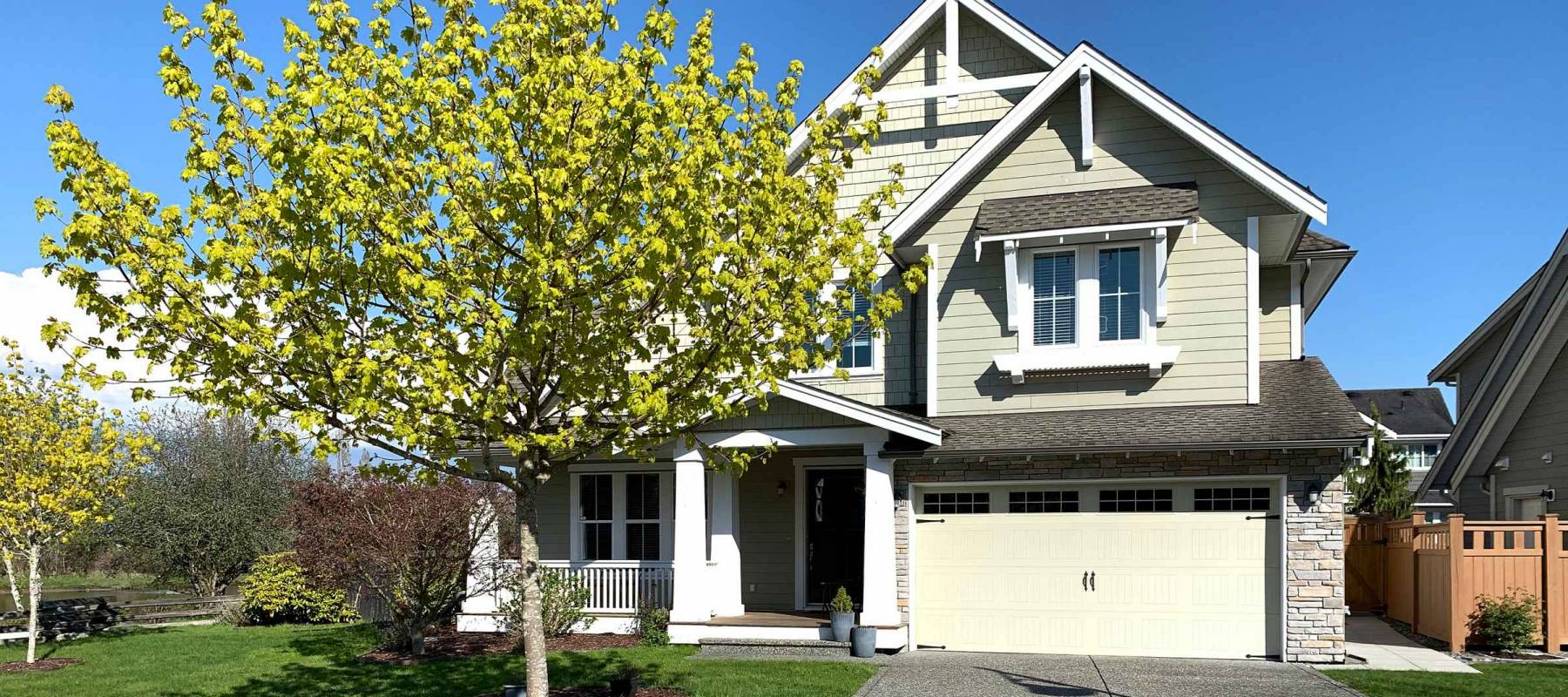 Beautiful new house in spring time, on a quiet cul-de-sac in British Columbia, Canada.