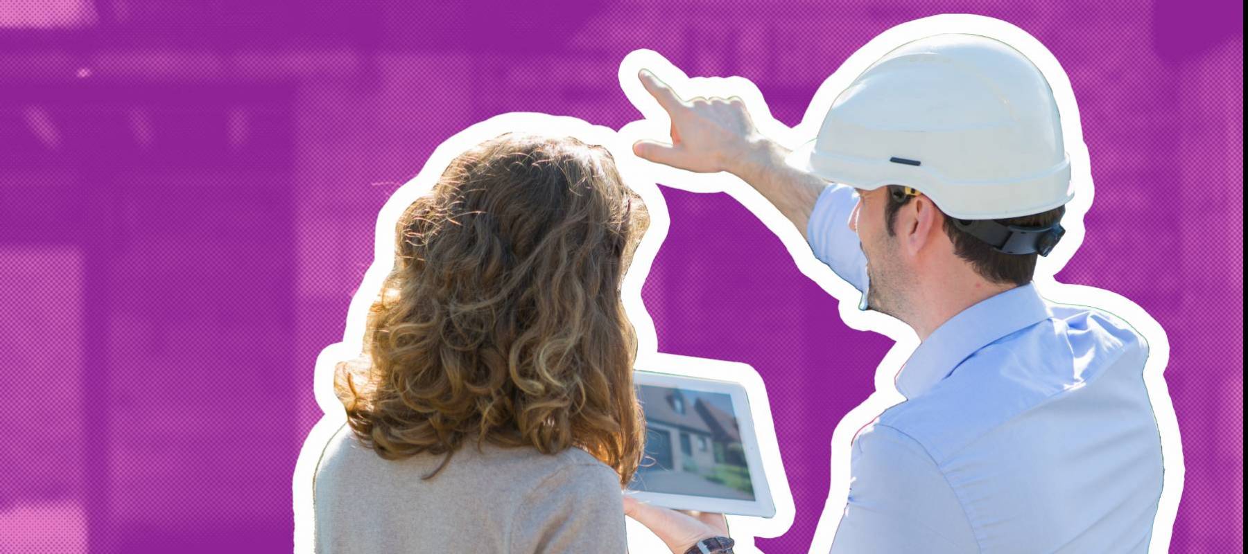 New homeowner talking to construction worker