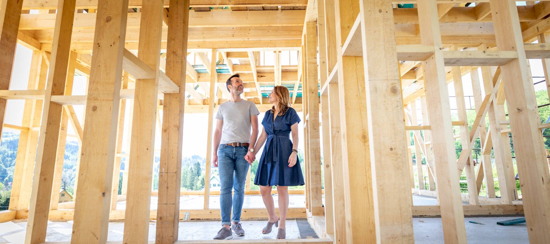 Couple make their dreams of building their own home come true visiting house under construction
