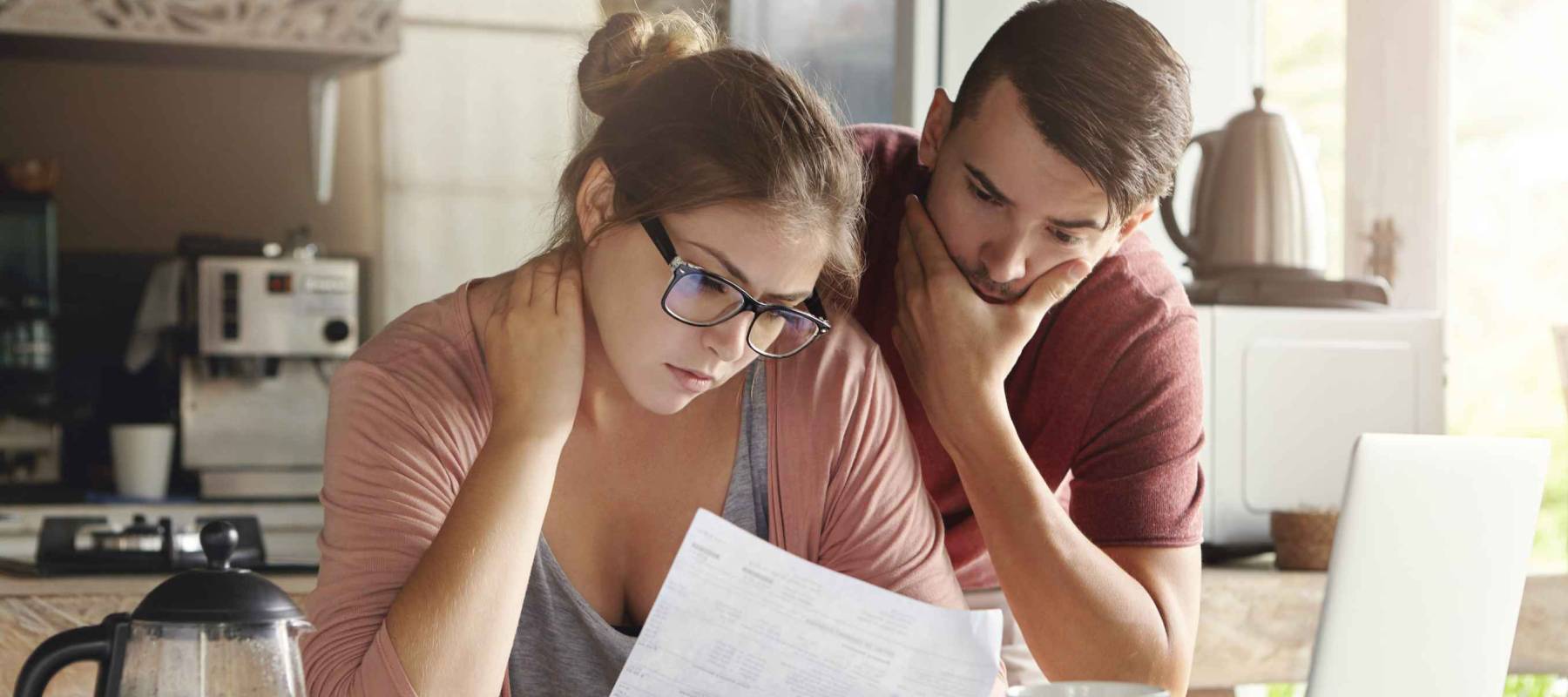 Young Caucasian family having debt problems