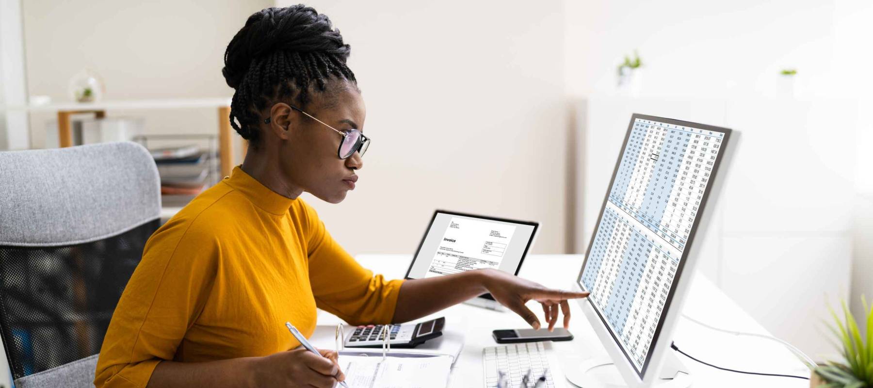 African Professional Chartered Accountant Woman Doing Tax