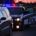 Highway Traffic Patrol Car Pulls over Vehicle on the Road for speeding