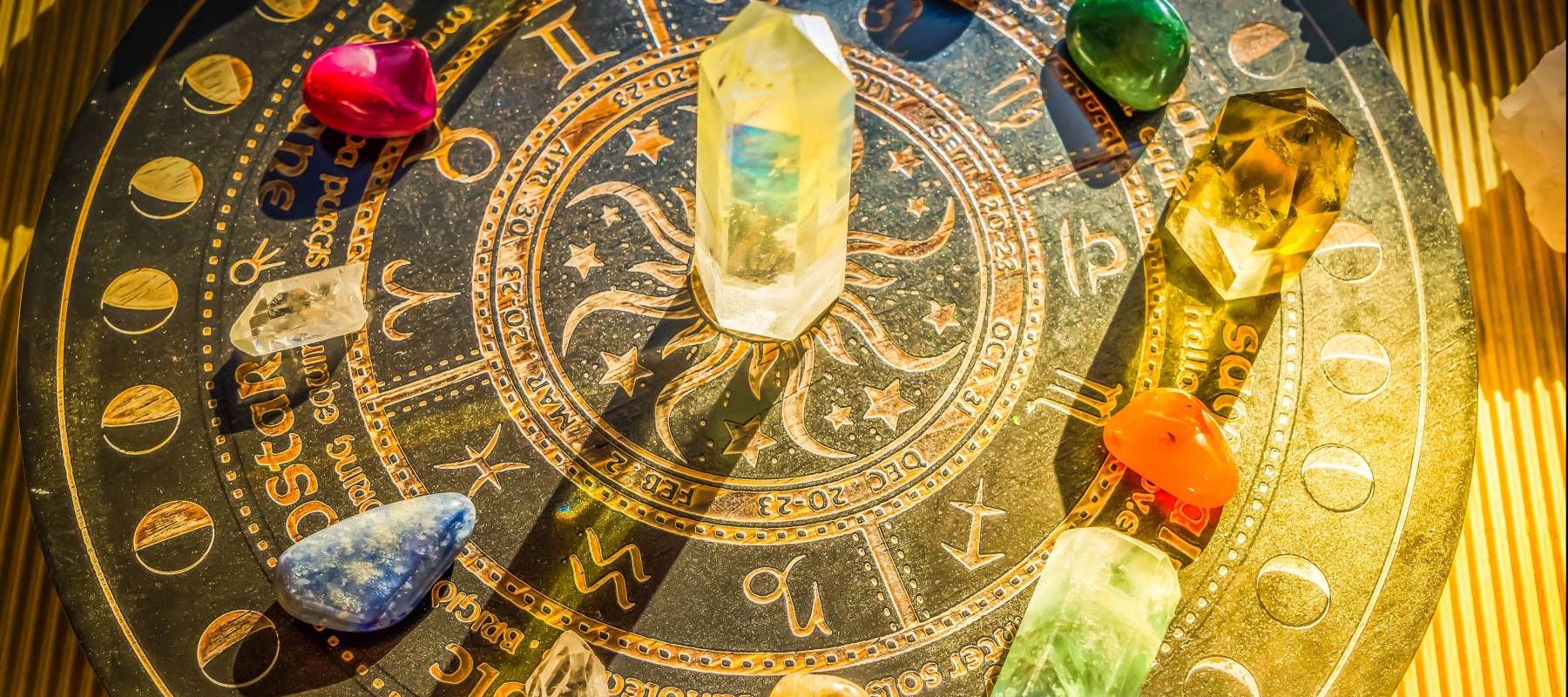 Gemstones minerals obelisks row over astrologic chart.