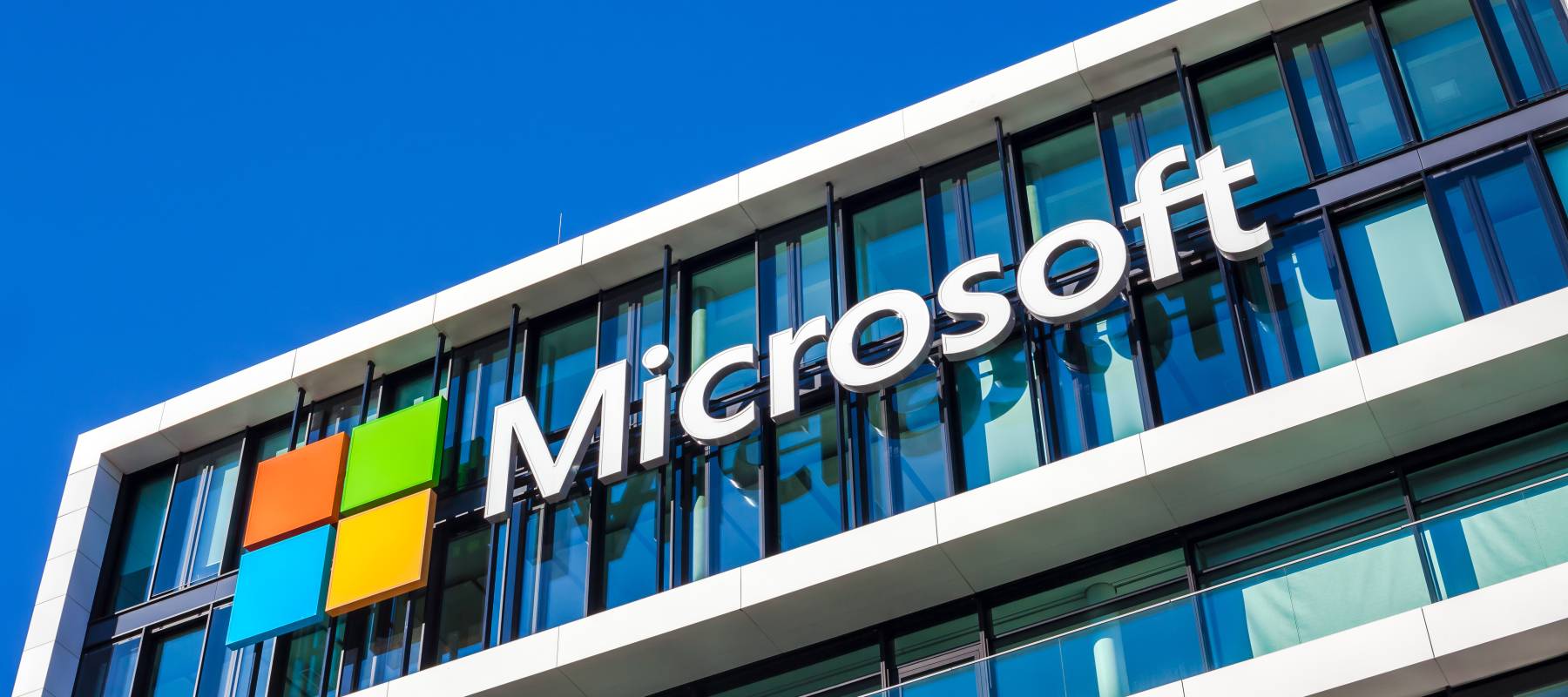 Microsoft logo on business building