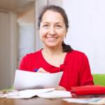 Woman working on her budget