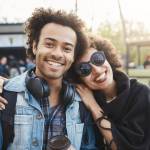 A brother and sister embracing.