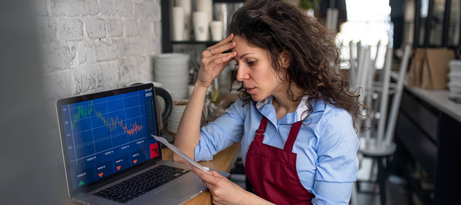 Woman concerned about poor business performance