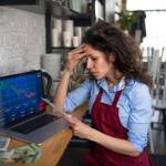 Woman concerned about poor business performance