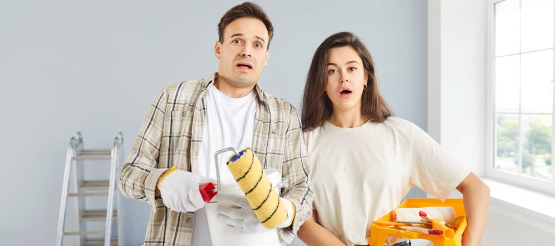 Young concerned-looking couple
