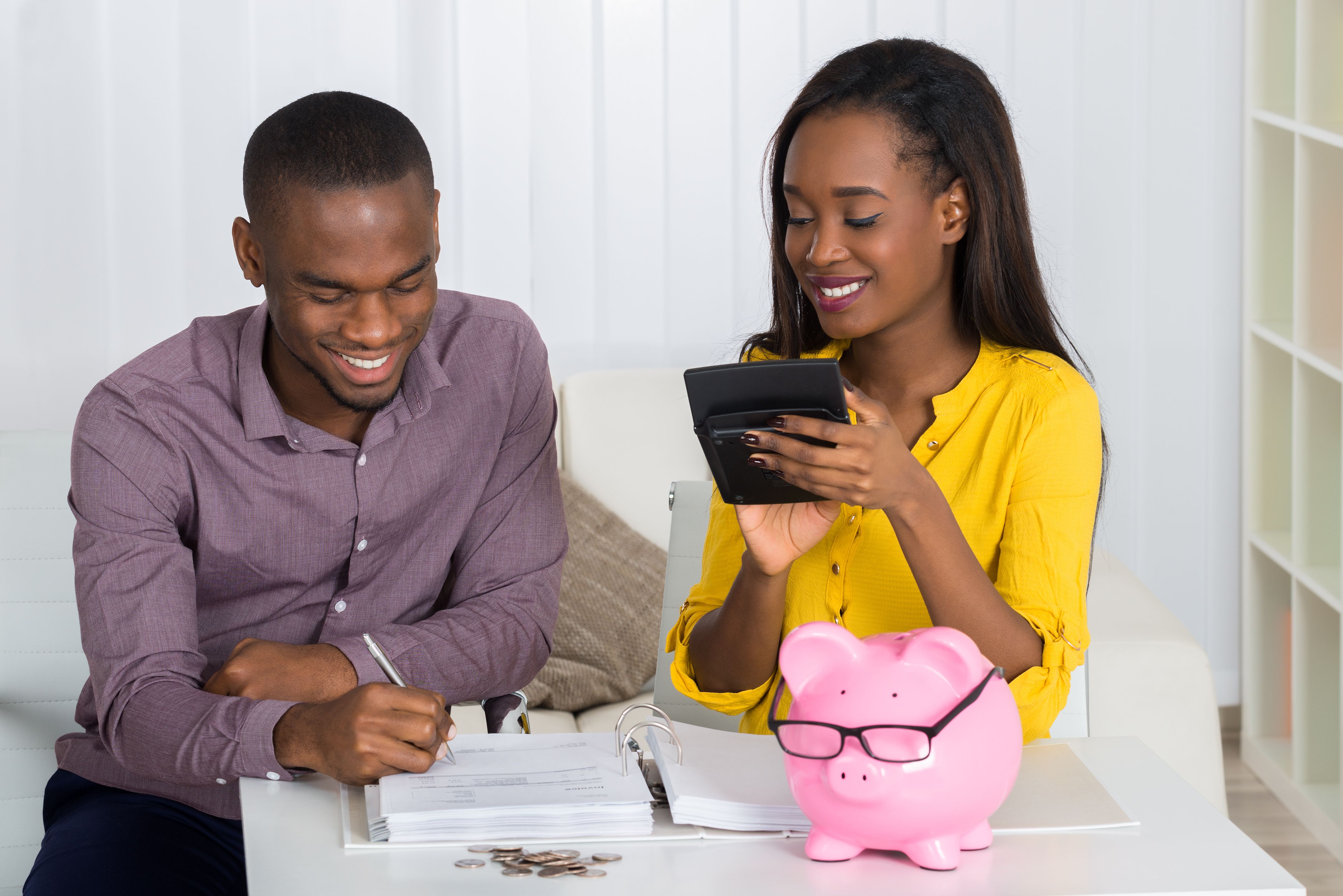 Young couple planning their retirement savings