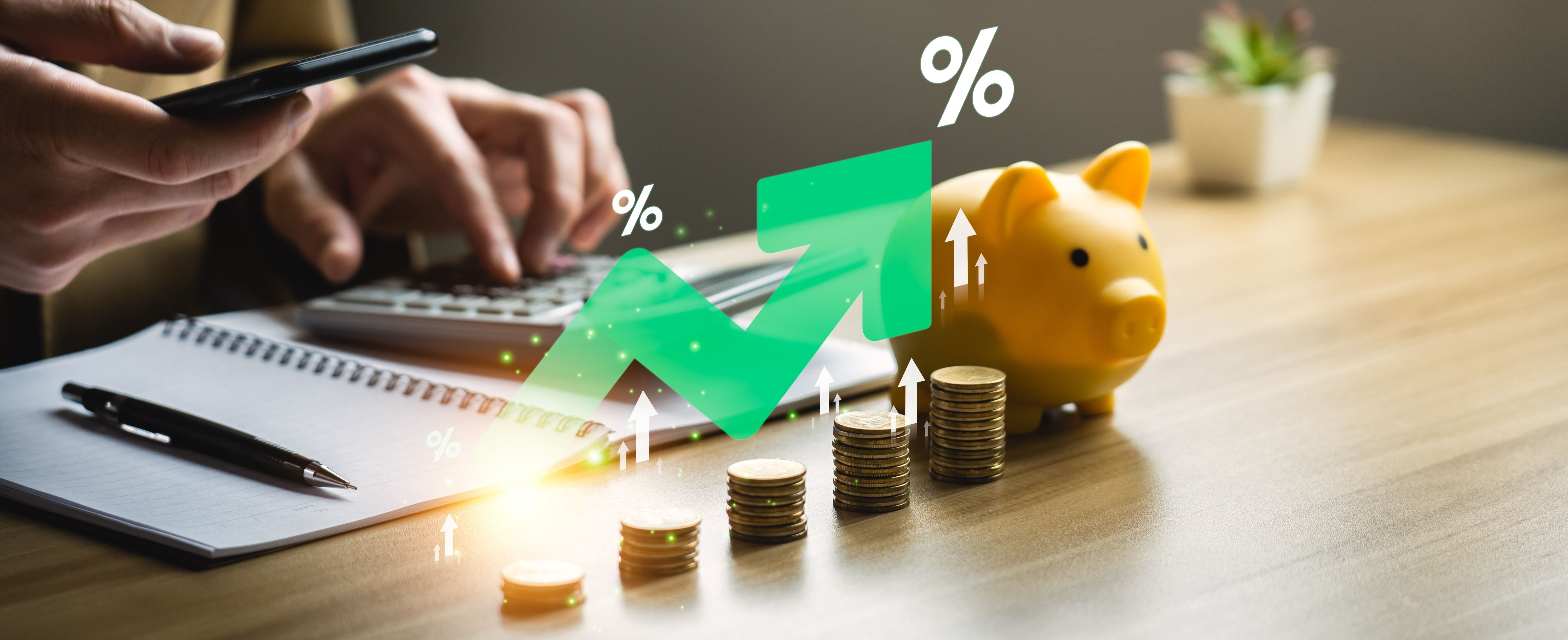 pile of coins and percentage of company profits