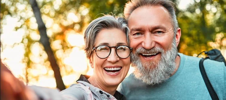 Senior couple taking selfie
