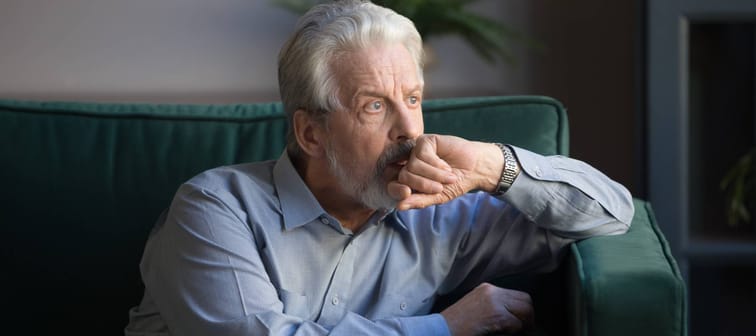 Depressed looking middle aged man