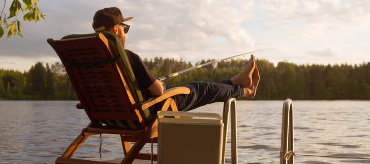 Relaxing at cottage in the summer while fishing